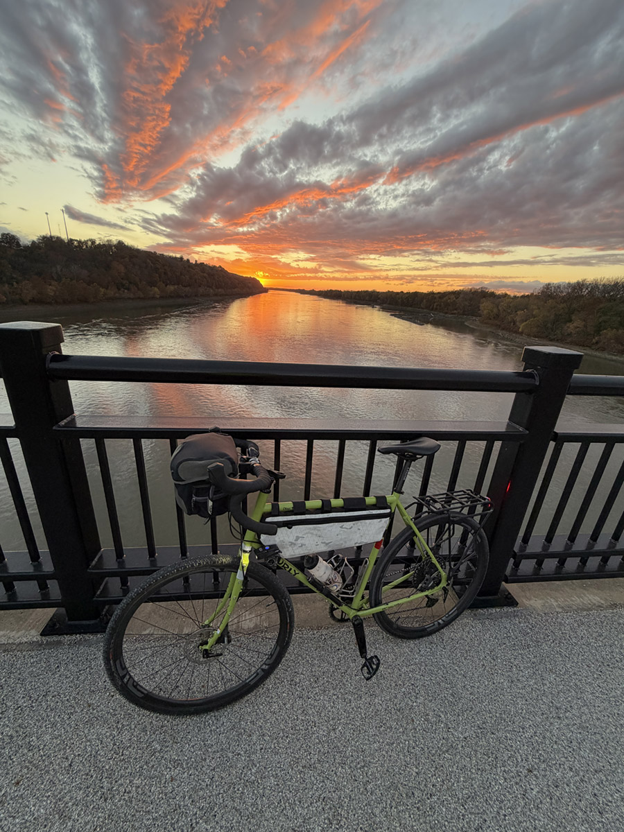 Bicycle path on the bridge over the Missouri to Hermann 